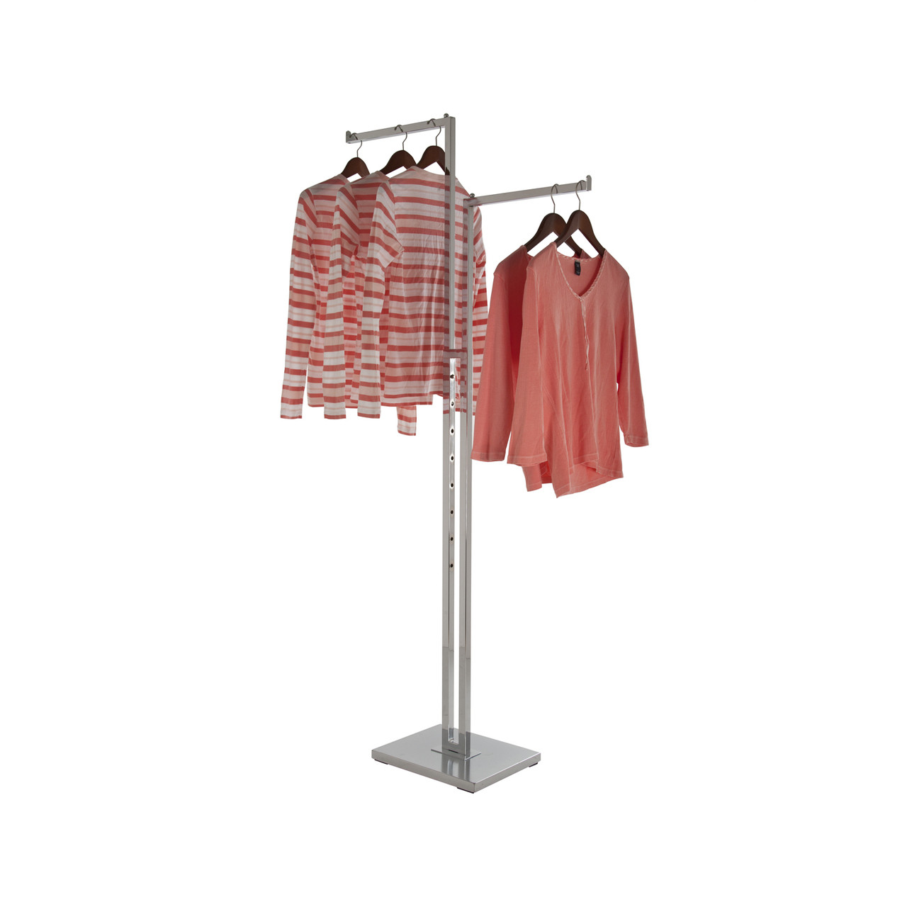 2 Way Clothing Rack with TWO Straight Display Arms | CHROME