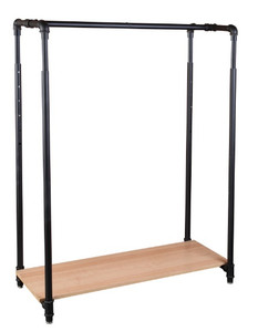 42 Pipeline Clothing Rack with Bottom Shelf  Matte Black