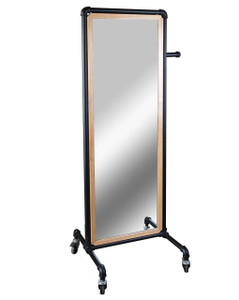 Pipeline Frame Rolling Floor Mirror  60H x 20W  MATTE BLACK