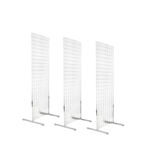 Gridwall Double Sided Display  | Set of  3 | 24"W x 24"D x 48"H | Chrome
