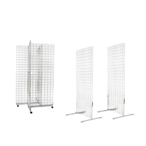 4-Way & Set Of Double Sided Gridwall Display's  | 24"W x 54"H | Chrome