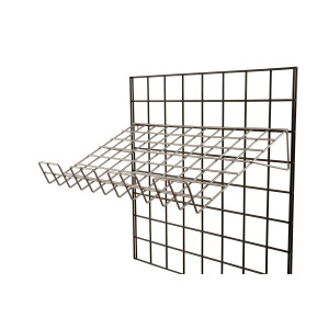 22.5"W x 14"D Slanted Gridwall Shelf | Epoxy Chrome