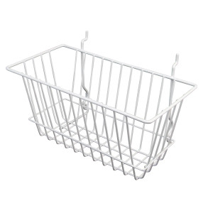12"L X 6"W X 6"H Wire Basket For Grid Panels | White