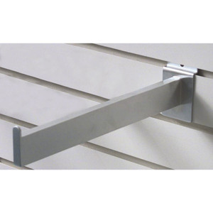 12" Long Rectangular Tubing Display Arm For Slatwall | Satin Chrome