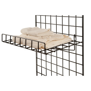 Gridwall Flat Wire Shelf  | 15"D x 24"W with 3" Lip | Black