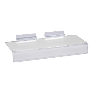 Slatwall Acrylic Shoe Shelf with 1 Sign Holder | 4D X 10L Slatwall Acrylic Shoe Shelf with 1 Sign Holder | 4D X 10L