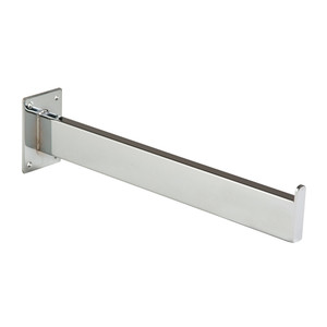 12" Straight Wall Mount Rectangular Tube Faceout | Chrome