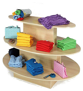 Three Tier Oval Wood Retail Display Table | Maple Three Tier Oval Wood Retail Display Table | Maple