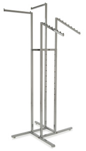 4 Way Rack With 2 Straight & 2 Waterfall Display Arms | CHROME 4 Way Rack With 2 Straight & 2 Waterfall Display Arms | CHROME