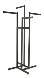 4 Way Clothing Rack w/ 4 Straight Arms Rectangular Tubing | Black 4 Way Clothing Rack w/ 4 Straight Arms Rectangular Tubing | Black