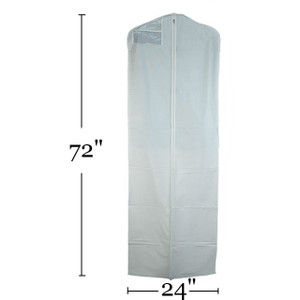 72"L Vinyl Zippered Garment Bag | Side Gusset | Document Pocket | White