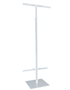 48"H to 84"H x 24"W Adjustable Floor Standing Banner Displayer | White