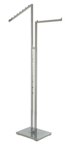 2 Way Clothing Rack with Straight and Slanted Display Arm | CHROME 2 Way Clothing Rack with Straight and Slanted Display Arm | CHROME