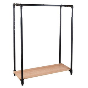 42 Pipeline Clothing Rack with Bottom Shelf - Matte Black