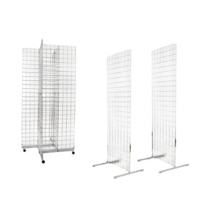 4-Way & Set Of Double Sided Gridwall Display's  | 24"W x 60"H | Chrome