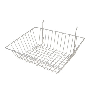 15"L x 12"W x 5"H Gridwall Wire Basket | Epoxy Chrome