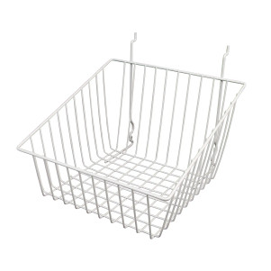 12"L x 12"W x 8"H x 3'F Gridwall Sloping Baskets | White