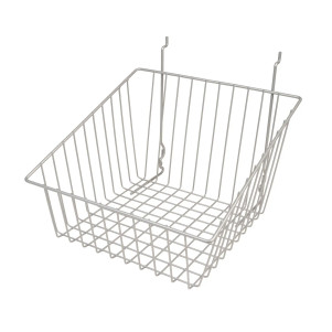 12"L x 12"W x 8"H x 3'F Gridwall Sloping Baskets | Epoxy Chrome