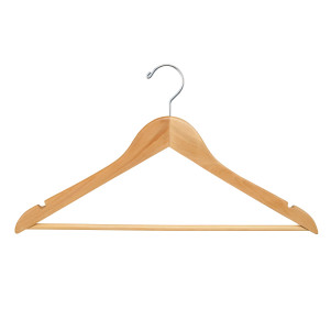 17" Wood Flat Suit Hanger With Pants Bar | Natural