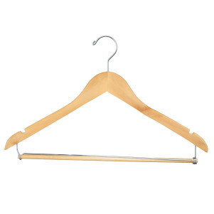 17” Wood Wishbone Suit Hanger With Locking Bar | Natural