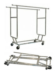 Doubel Rial Collapsibel Rolling Clothign Rack