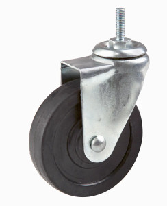 4” Industrial Rubber Caster | 1’L Stem x 5/16’ Diameter Stem