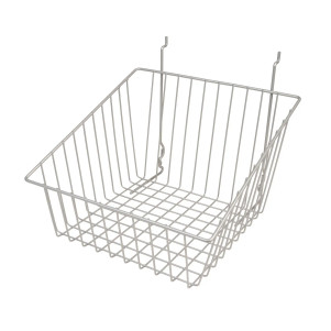 Slatwall Sloping Wire Basket | 12"L x 12"W x 8"D | Epoxy Chrome