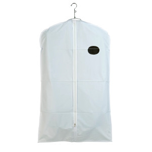 40" Vinyl Zippered Garment Cover Bag | White with White Trim