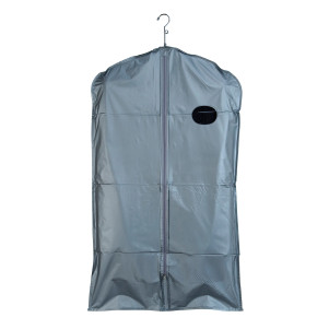 40"L Vinyl Zippered Garment Cover Bag | Silver with Silver Trim