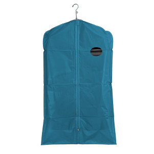 40"L Vinyl Zippered Garment Cover Bag | Blue with Blue Trim