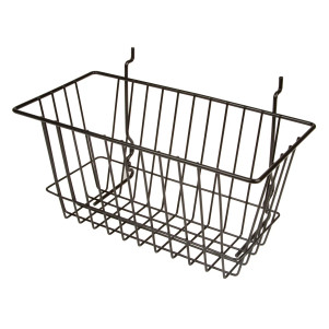 12"L X 6"W X 6"H Wire Basket For Grid Panels | Black