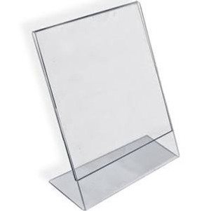 11"H x 8.5"W Acrylic Tabletop Sign Holder | Slanted Back