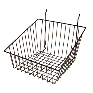 Slatwall Sloping Front Wire Basket | 12"L x 12"W x 8"D | Black