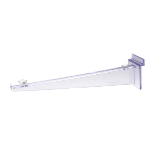 Slatwall 12 Clear Polycarbonate Shelf Bracket with Rubber Rest