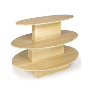 Three Tier Oval Wood Retail Display Table | Maple