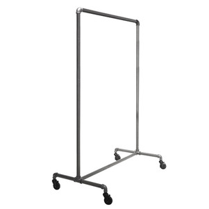 51" Wide Pipeline Single Rail Ballet Rolling Clothing Rack | GREY