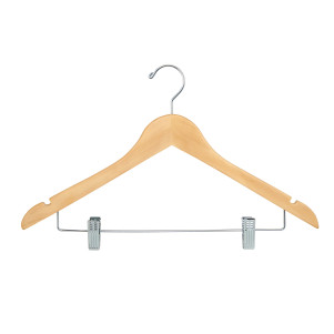 17 Wooden Wishbone Suit Hanger With Clips | Natural