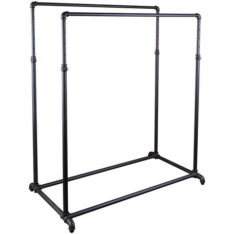 50 Double Rail Pipeline Clothing Rack – Matt Black