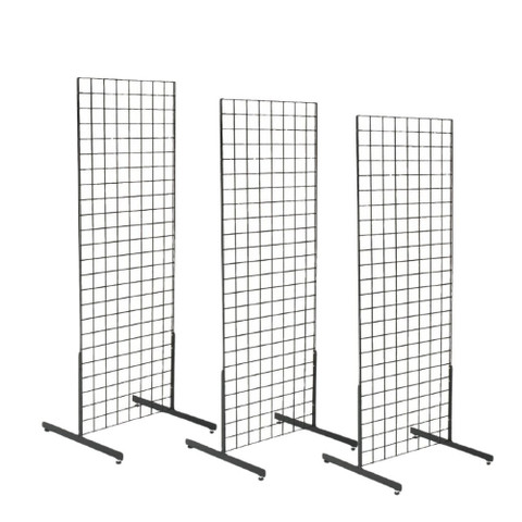 Gridwall Double Sided Display  | Set of  3 | 24"W x 24"D x 60"H | Black