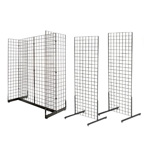 Gondola  and Set Of Double Sided Gridwall Display | 24"W x 60" | Black