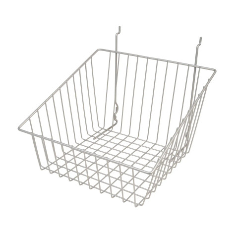 12"L x 12"W x 8"H x 3'F Gridwall Sloping Baskets | Epoxy Chrome