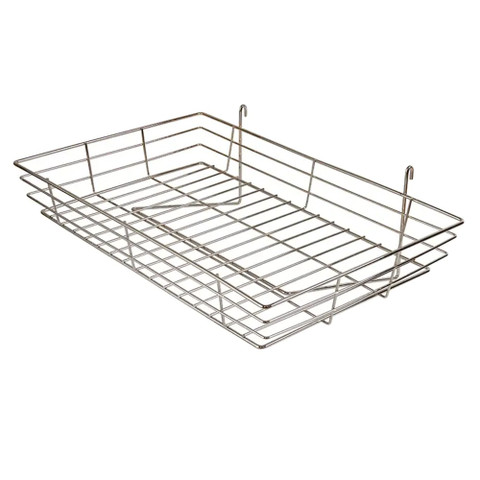 24"L x 15"W x 4.5''H Wire Basket for Grid Panel | Chrome