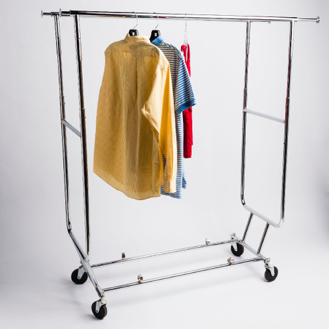 Double Rail Collapsible Rolling Clothing Rack