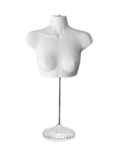 Female Upper Torso Hanging Display Form with Adjustable Base | White