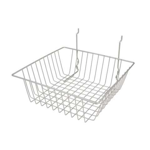 Slatwall Wire Basket | 12"L x 12"W x 4''D | Epoxy Chrome