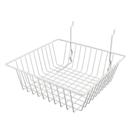 Slatwall Wire Basket | 12"L x 12"W x 4''D | White
