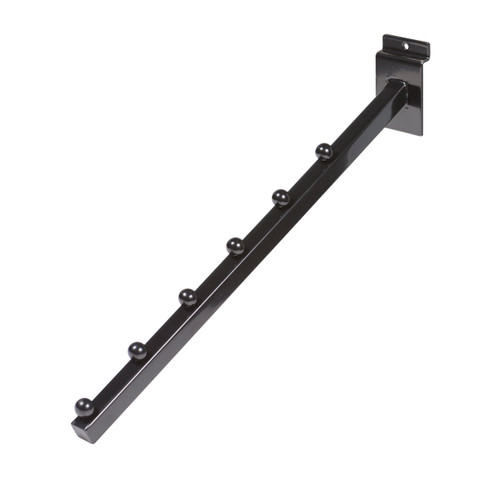 Slanted Display Arm With 6 Retaining Studs For Slatwall | Black
