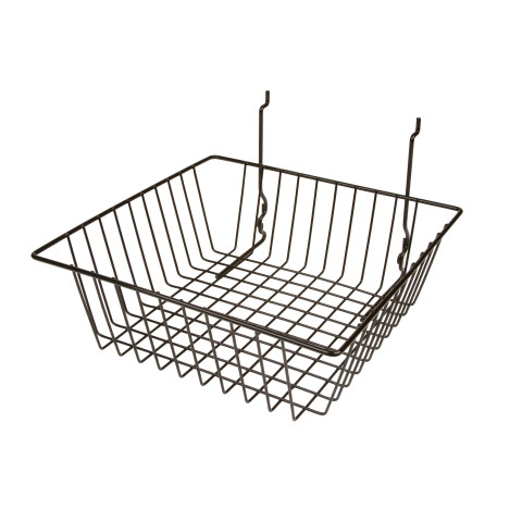 Slatwall Wire Basket | 12"L x 12"W x 4''D | Black