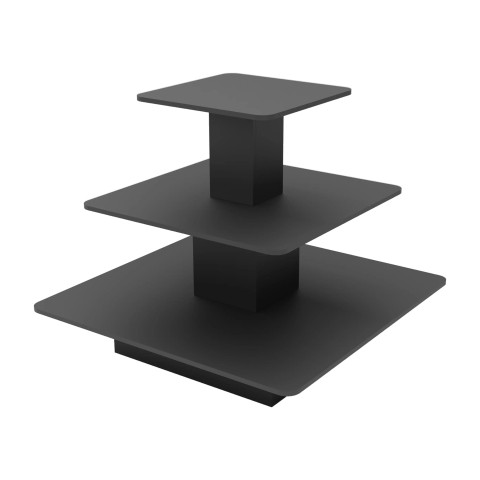 Three Tier Square Wood Retail Display Table  Black
