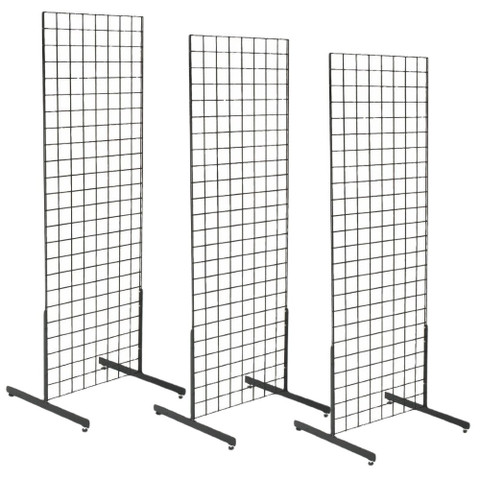 Gridwall Double Sided Display  | Set of  3 | 24"W x 24"D x 72"H | Black